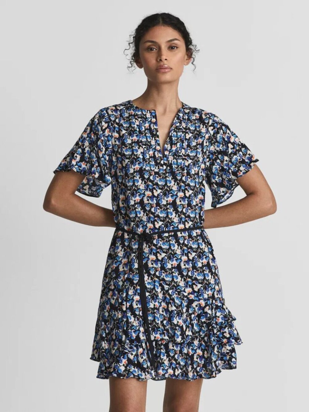 REISS Lulu Ditsy Print Flippy Dress 6 NWT